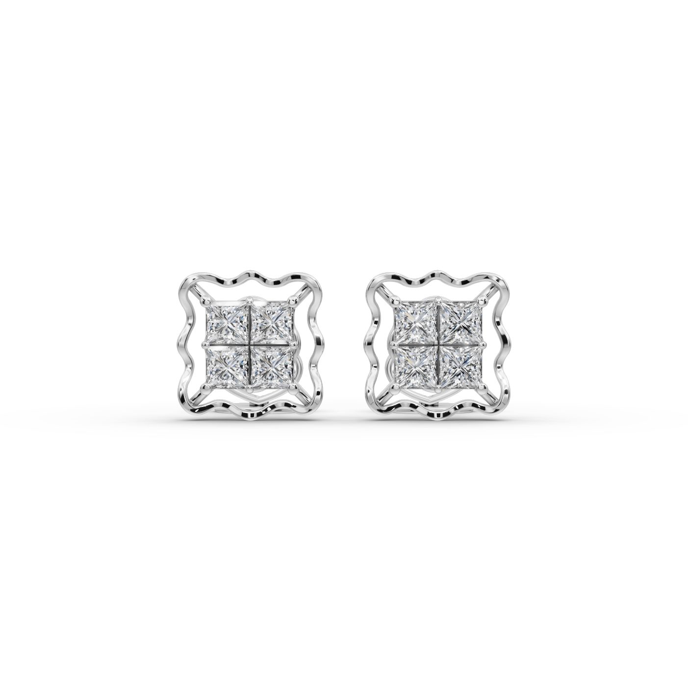 Regal Line Princess Lab-Grown Diamond Studs Earring in white gold