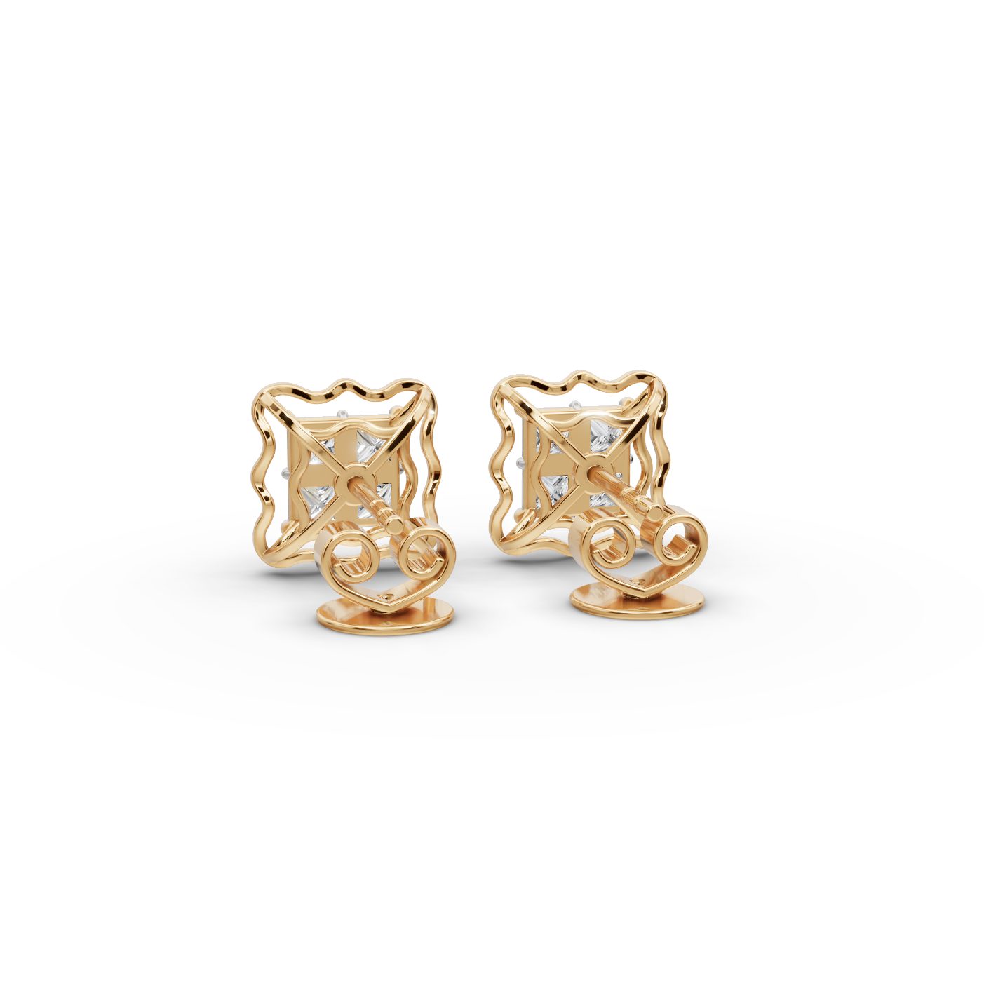 Regal Line Princess Lab-Grown Diamond Studs Earring in yellow gold