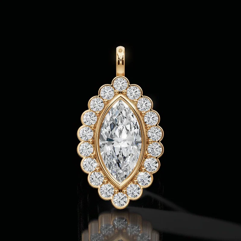 Serene Promise Marquise Lab-Grown Diamond Halo Pendant
