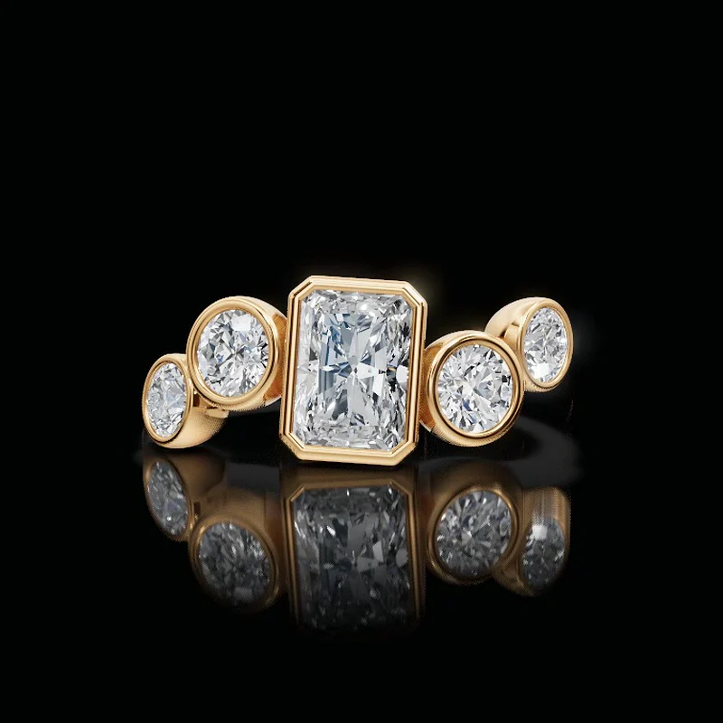 Serene Line Radiant Lab-Grown Diamond Five Stone Ring